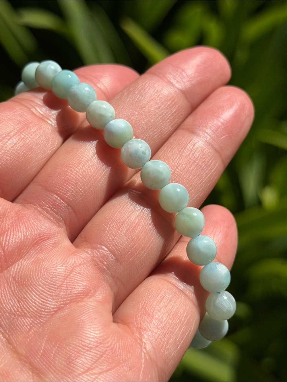 6.5mm Dainty Natrual Larimar Stretch Bracelet 2518 - Picture 4 of 8